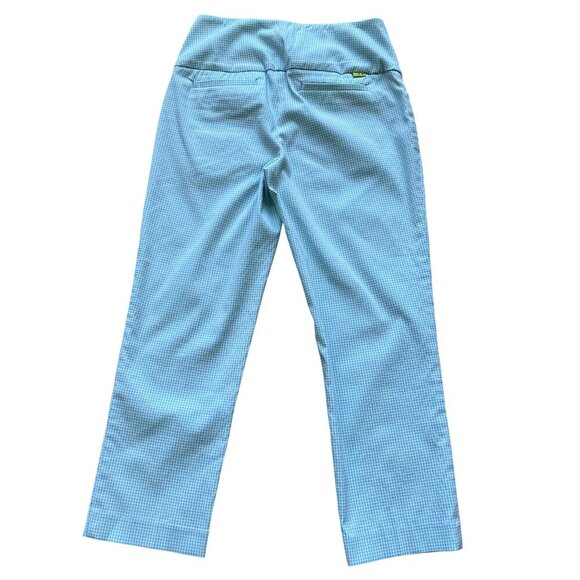 Swing Control Women 4 Gingham Pants Blue White Golf Preppy Made In Canada Office - Picture 2 of 15